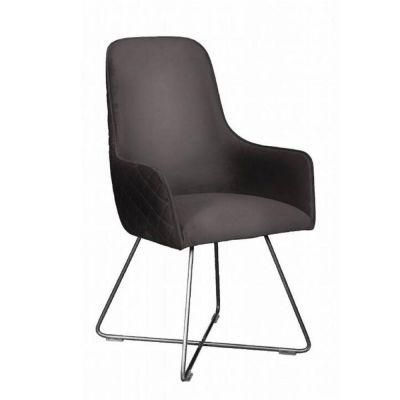 Twolf Modern Iron Frame Designer Fabric Dining Chair for Hotel Cafes and Restaurants Dining Chair