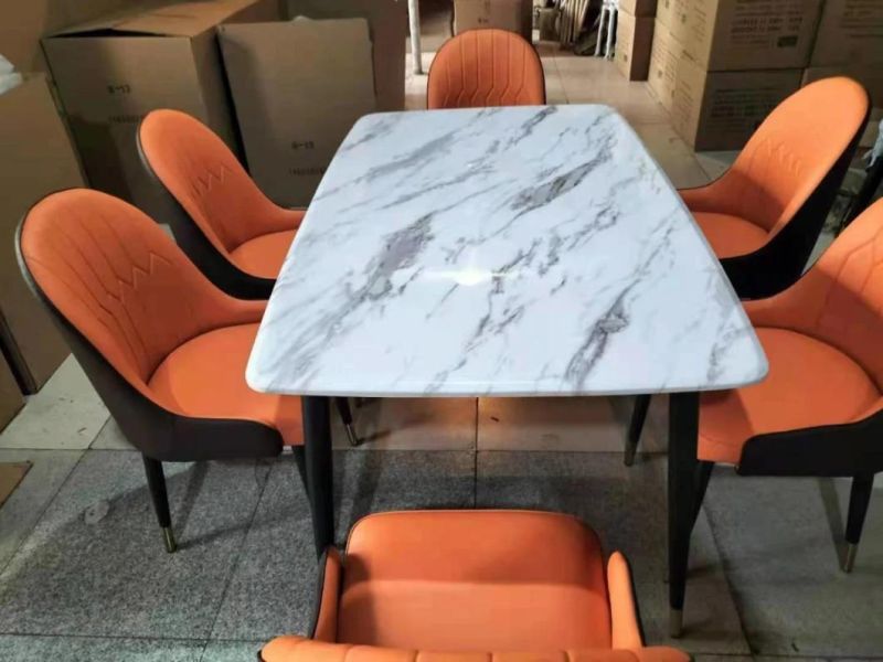 Modern and Practical Household Marble Dining Table with Chair Combination