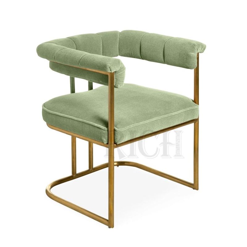 Modern Cafe Side Chair Gold Stainless Steel Metal Legs Dinner Chair