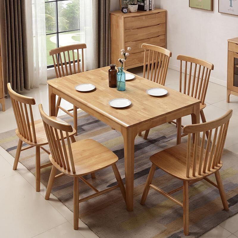 Wholesale Solid Rubber Wood Dining Chair Household Computer Chair Modern Simple European Style Modern Dining Room Furniture Dinner Table & Chair Home Furniture