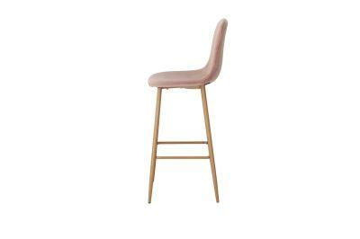 Modern Pink Wood Leg Bar Chair