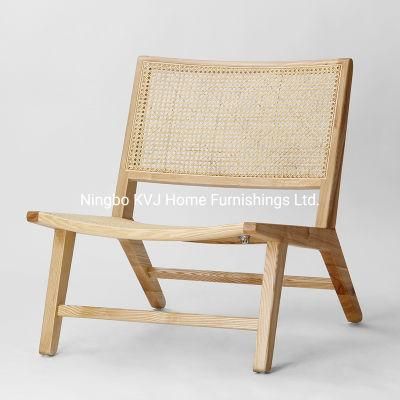 Kvj-6545 Pierre Jeanneret Relaxing Wood Rattan Cane Webbing Chair