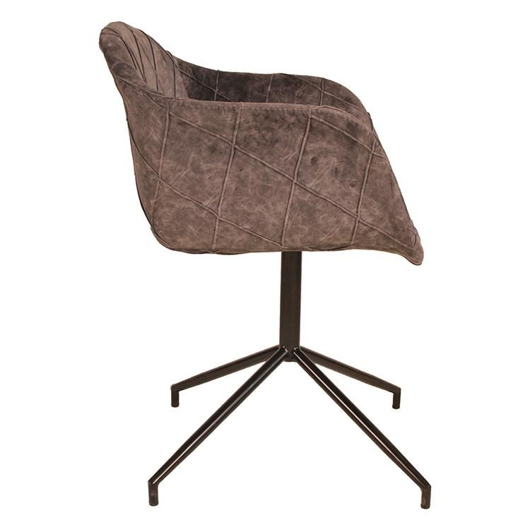 Home Furniture Coffee Hotel Luxury Upholstered Soft Back Velvet Fabric Dining Chair with Metal Legs