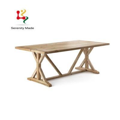Europe Style Vintage Timber Frame Large Dining Table for Restaurant Use