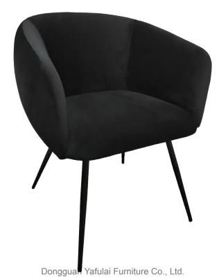 New Classic Armrest Black Fabric Metal Dining Chair