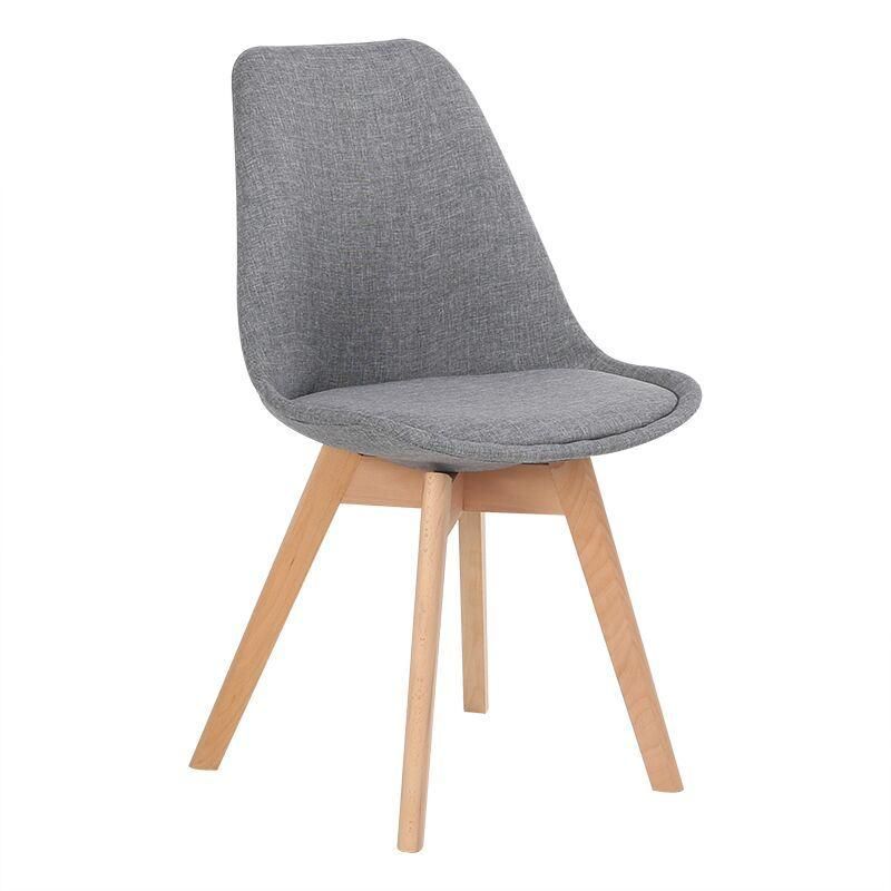 2021 Hot Sale French Style Modern Leisure Chair Fabric Chair with Wooden Leg
