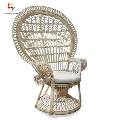 Vintage High Quality Real Rattan Outdoor Peacock Rattan Chair with Seat Pad