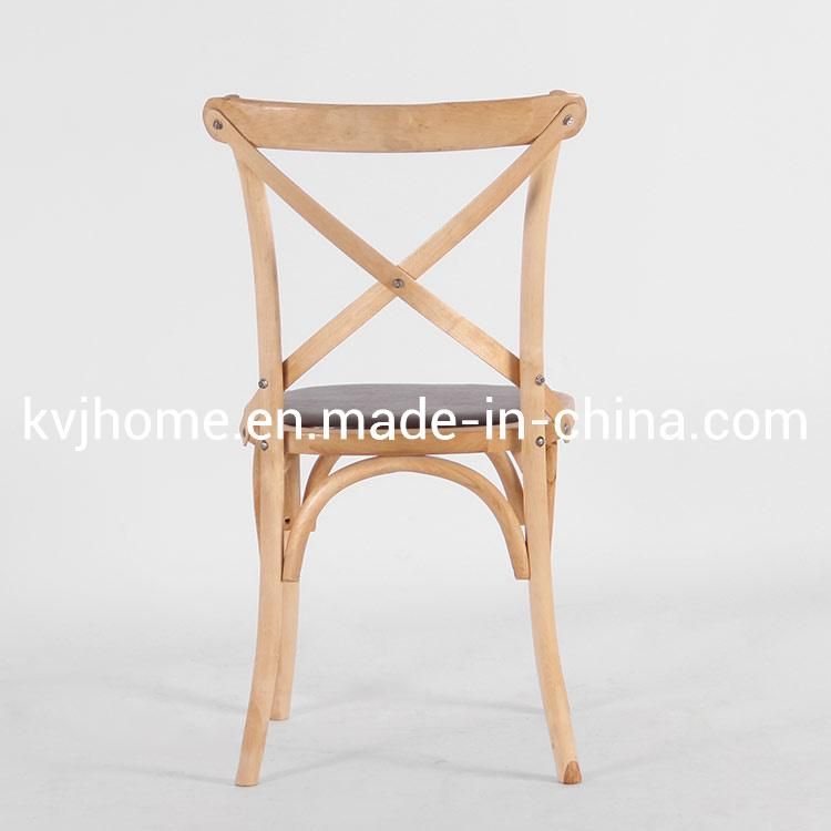 Kvj-7001PU PU Vinyl Seat Natural Oiled Cross Back Chair