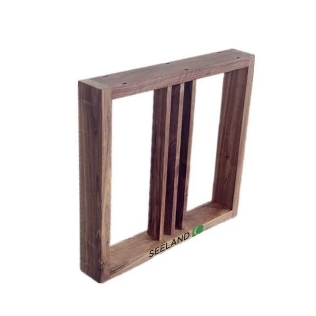 Walnut Solid Wood Table Base Legs / Metal Table Legs, Metal Table Frame, Dining Table Base