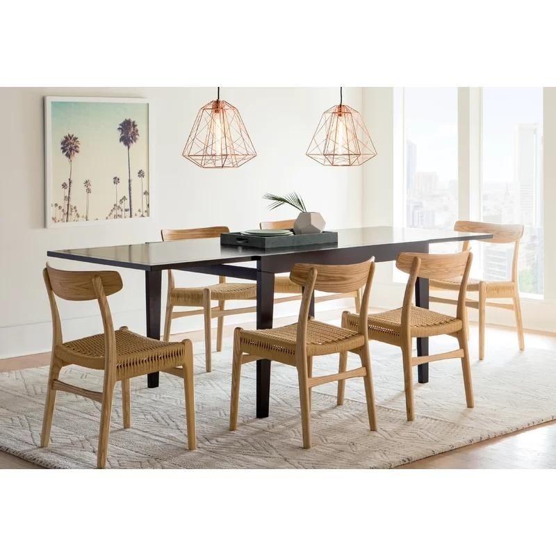 Wholesale High-End Solid Wood Furniture Leisure Rope Waterproof Dining Chairs for Hotel Commercial Grade Restaurant Furniture Rope Woven Solid Wood Frame Chair