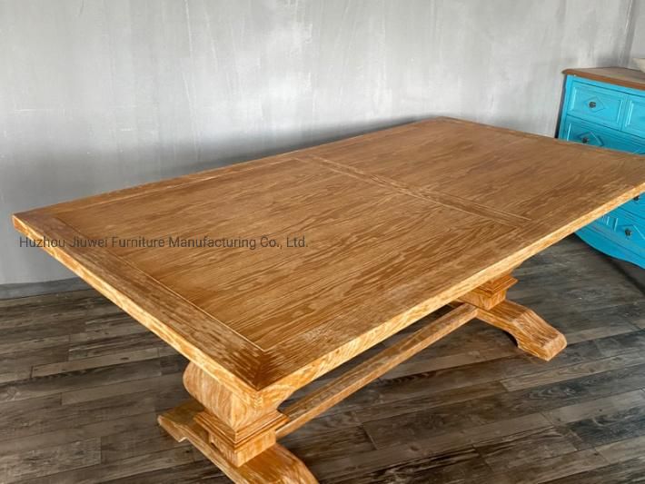 Popular French Provincial Reclaimed Elm Solid Oak Wood Rectangular Wooden Wedding Dining Table