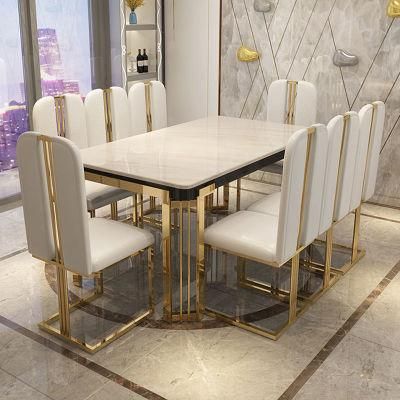 Nordic Dining Room Restaurant Home Furniture Italian Metal Legs Marble Dining Tables