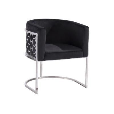 Chinese Wholesale Modern Design Furniture Stainless Steel Frame Velvet Fabric Upholstered Dining Chair