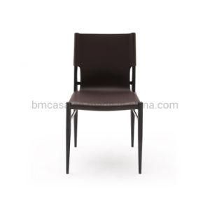 B&M Hot Selling Hard Leather Metal Leg Dining Chair