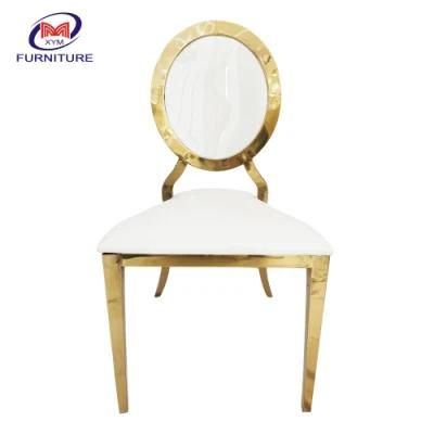 Wedding Furniture Stacking Transparent Round Back Stainless Steel Chair