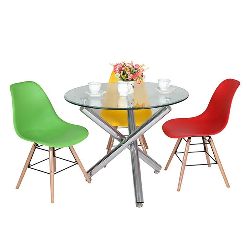 Fast Food Dining Table Side Table Tempered Glass Top Restaurant Table