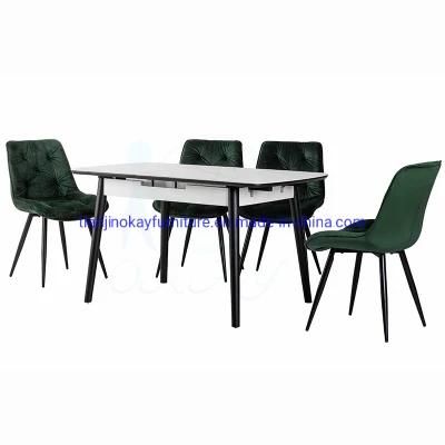 Best Selling Modern Rectangular Sintered Stone Dining Table Set Marble Tabletop Solid Wood Frame