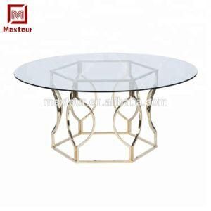 Simple and Fashionable Stainless Steel Glass Top Dining Round Table