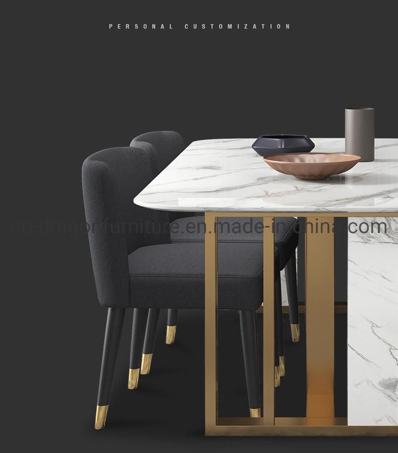 Italian White Marble Top Stainless Steel Legs Luxury Dining Table