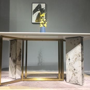 Italian Style Dining Table Marble Italy Luxury Style Dining Table with Marble Table and Rose Gold Base
