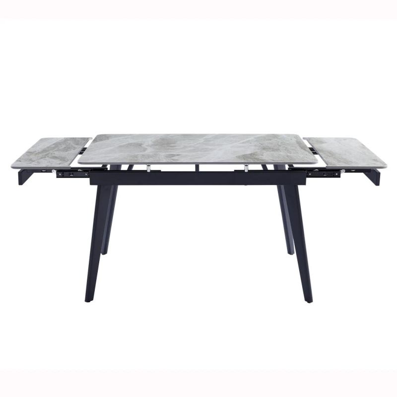 Contemporary New Design Luxury Sinered Stone Top Dining Table with X Shape Black Iron Leg