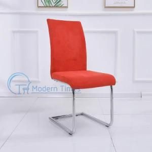 Modern and Elegant Red Leather Upholstered Seat High Back Outdoor Dining Chair