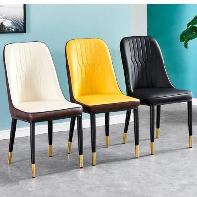 Cheap Price Hot Sale Home Furniture Modern Leather Dining Chairs with Metal Legs