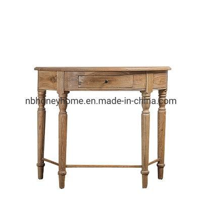 French Vintage Oil Brushed Oak Console Table