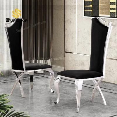 Contemporary Stainless Steel Frame High Back Chair for Home