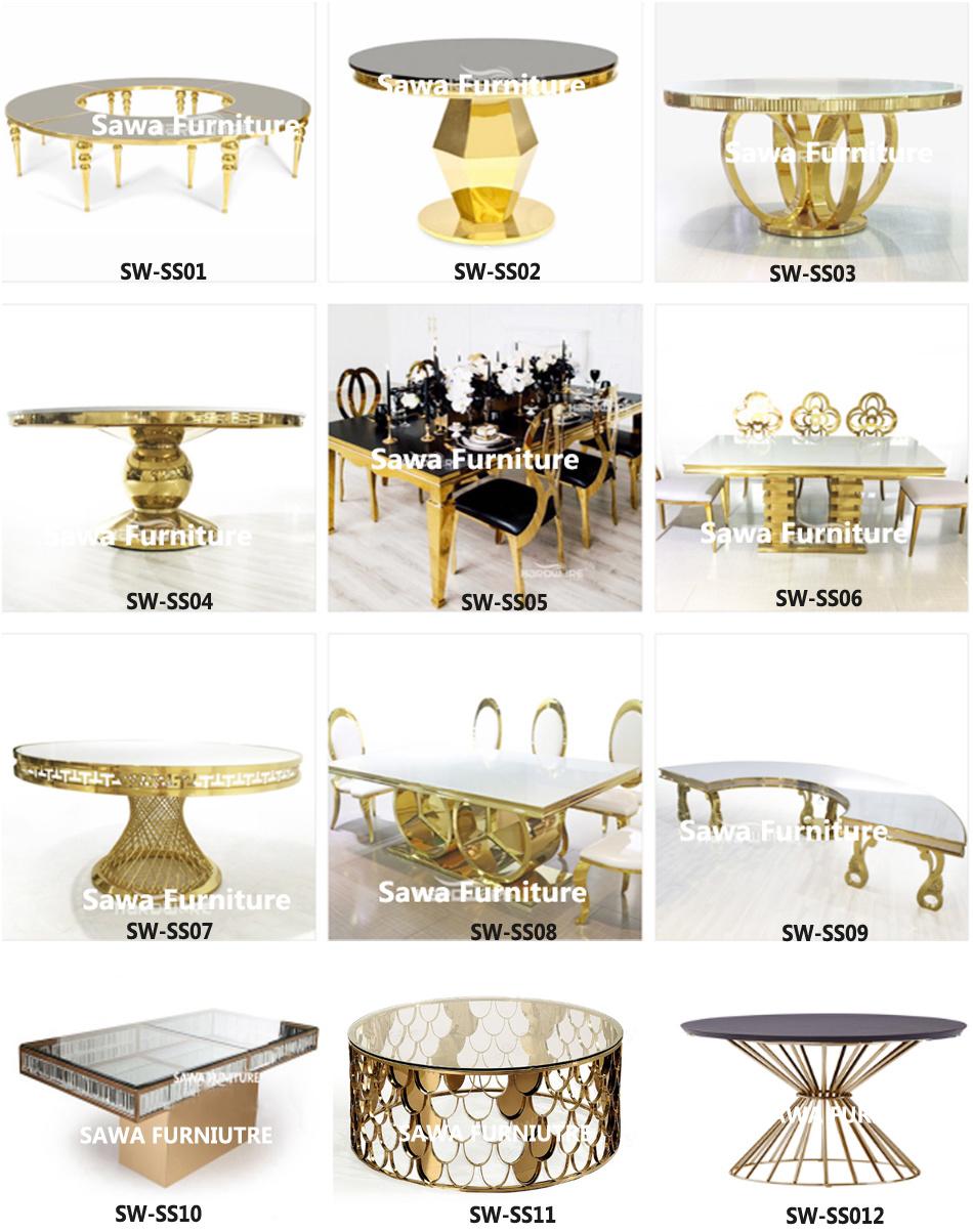 Wholesale Luxury Gold Round Back Stainless Steel Wedding Chair