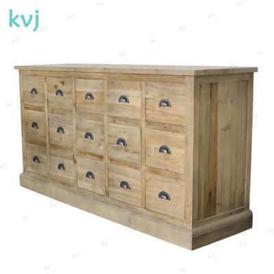Kvj-7316 Vintage Wood Reclaimed Fir Cabinet with 15 Drawers