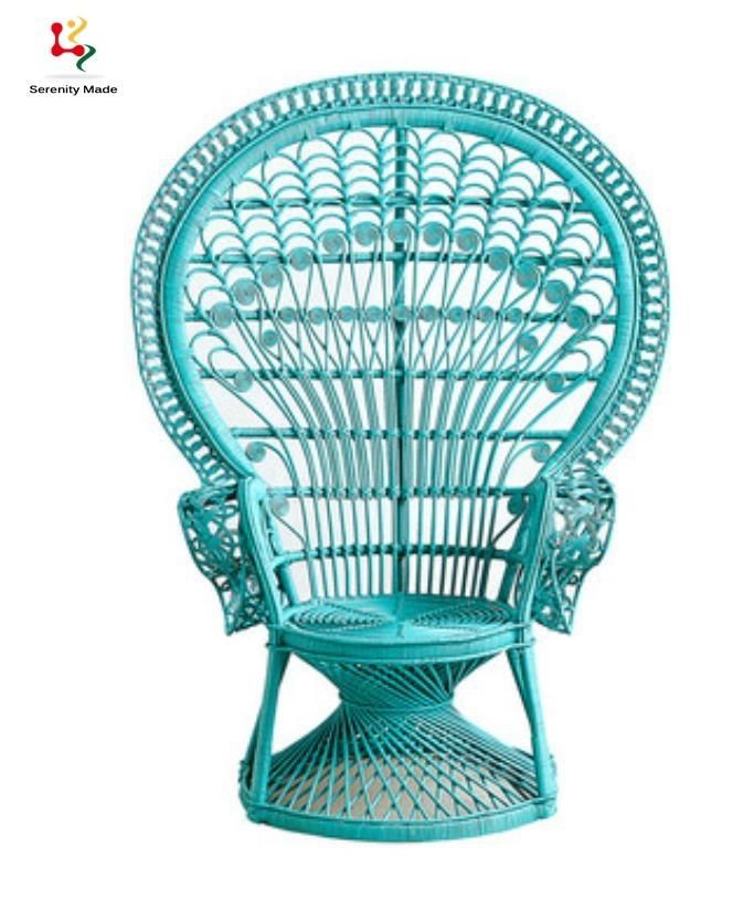 Vintage High Quality Real Rattan Outdoor Peacock Rattan Chair with Seat Pad