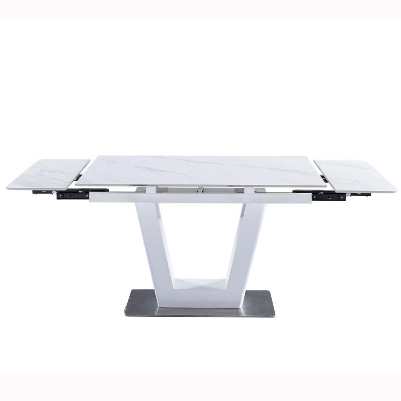 Modern Italia Marble Ceramic Dining Table with Two Side Top Extension