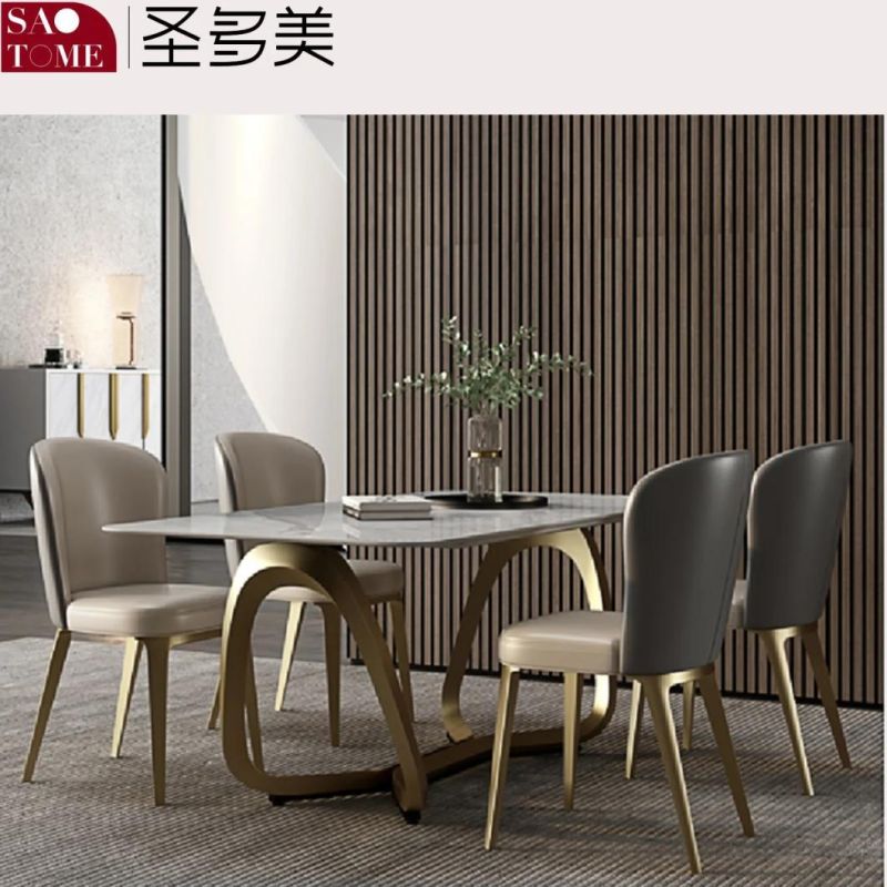 Modern High-Grade Stainless Steel Rock Plate Furniture Dining Table