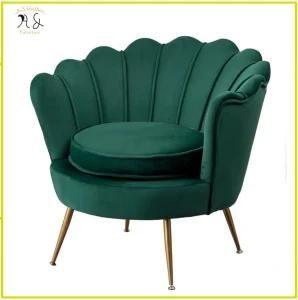 Modern Velvet Upholstery Shell Sofa Chair with Gold Legs