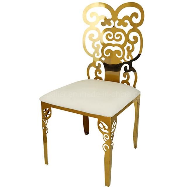 New Product Hot Selling Gold Metal Flower Back Dining Chair