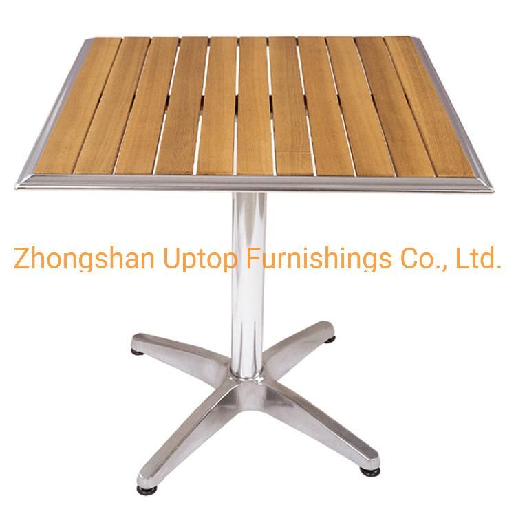 Wholesale Outdoor Bistro Wood Top Dining Aluminum Table (SP-AT326)