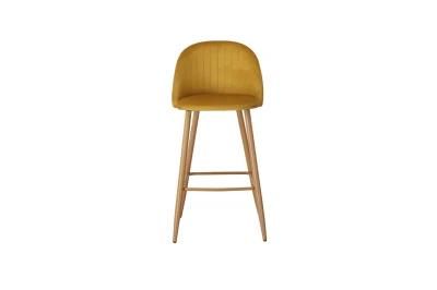 Modern Stylish Yellow Wooden Leg Bar Chair