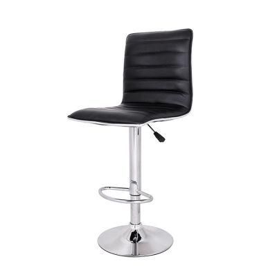 Promotion Price Shipping Container Bar Chair Dining Room Furniture Barstool Adjustable PU Metal Frame Black Retro Bar Stool
