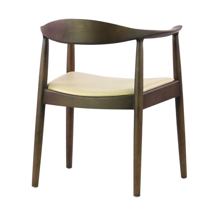 Modern Furniture Restaurant Wooden Dining Armchair with Padded Seat