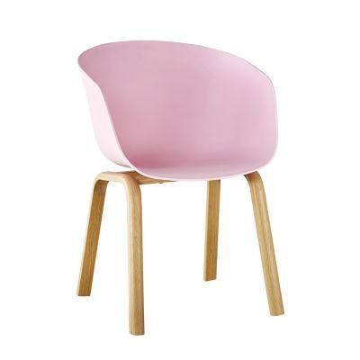 Fashion Armrest Round Chair Plastic Transfer Leg Back Pink Dining Chair