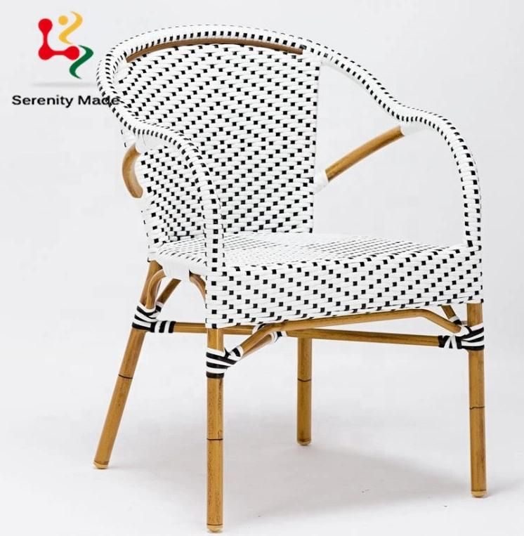 New Design Outdoor Bistro Restaurant Cafe Coffee Shop Furniture Aluminum Frame Rattan Dining Chair