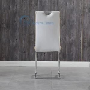Modern White Elegant Leather Upholstered Seat with High Backrest Chrome-Plated Legs Restaurant Outdoor Dining Chair