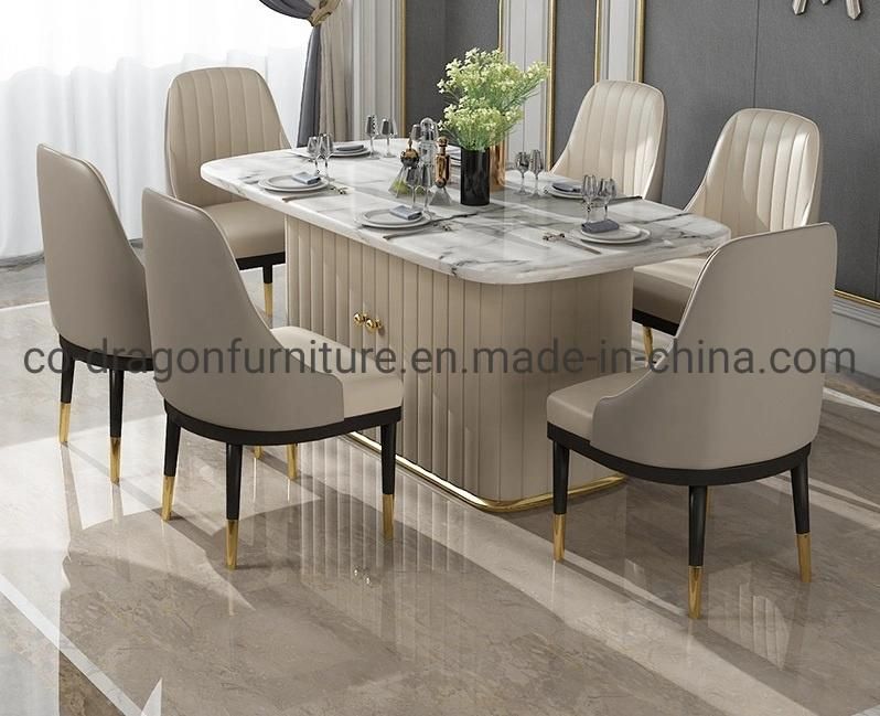 Modern Marble Top Dining Table with Cabinet for Home Furniture