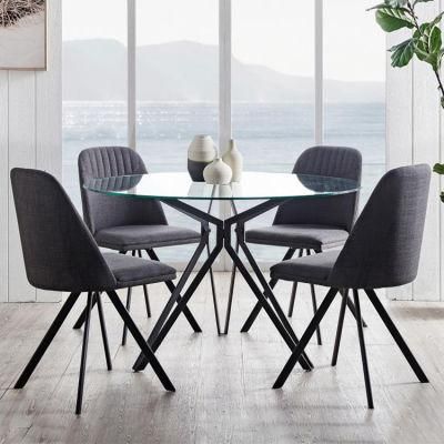 2022 New Rectangular Italian Glass Top Tavolo and Metal Leg Mesa De Marmore Dining Table Set