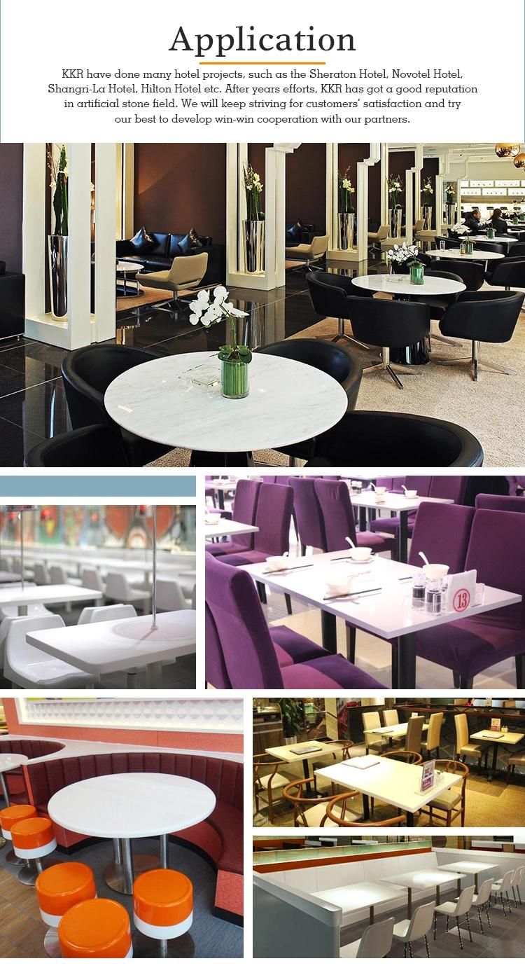 Kkr Corian Solid Surface Furniture Restaurant 12 Seater Marble Dining Tables and Chairs