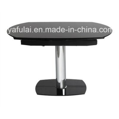 Extension Rotating Oval Black Glass Dining Table