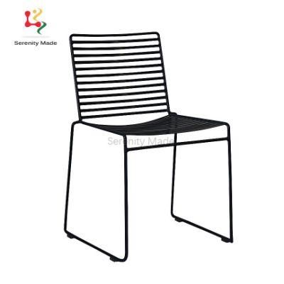 Anti-Rust Studio Black Metal Wire Stackable Outdoor Dining Chairs