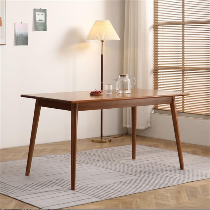 Simple Oak Dining Table and Chair Combination Nordic Log Rectangle