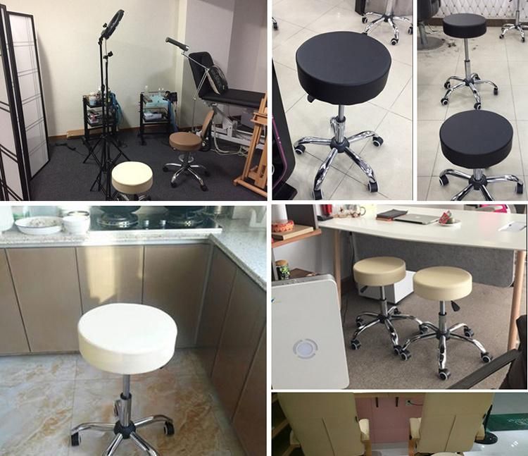 Lift Small Round Stool Beauty Stool Nail Technician Swivel Simple High Foot Makeup Stool with Wheels Rotatable Dining Chair